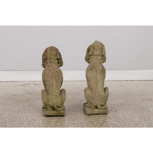 1920s Vintage Weathered Concrete Garden Dog Statue For Sale - Image 5 of 15