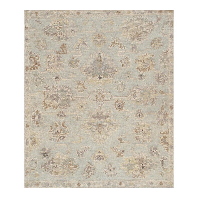 Pasargad Home Oushak L. Blue Wool Area Rug, 8' 3'' X 9'10'' For Sale