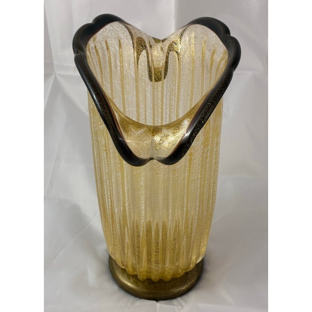 Rare Signed 2001 Andrea Donà Murano Exhibition Vase - Dual-Color & 24k Gold - Alberto Dona For Sale In San Diego - Image 6 of 12