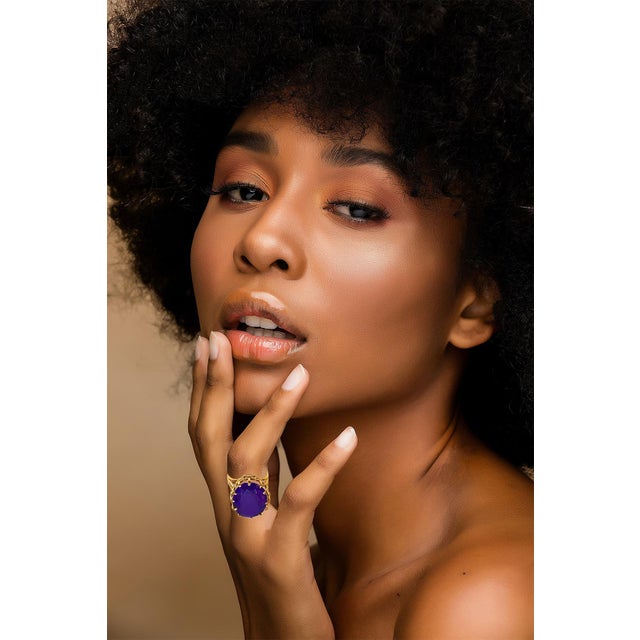 2010s 15 Carat Amethyst Cocktail Ring in 14 Karat Yellow Gold For Sale - Image 5 of 18