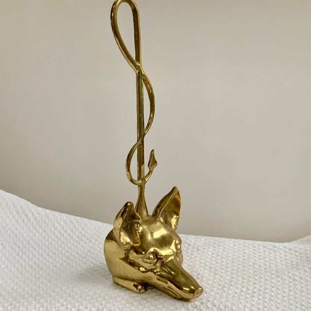 English Virginia Metalcrafters Brass Fox & Whip Door Stop For Sale - Image 3 of 10