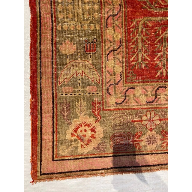 Textile 19th Century Vintage Khotan Samarkand Rug For Sale - Image 7 of 9