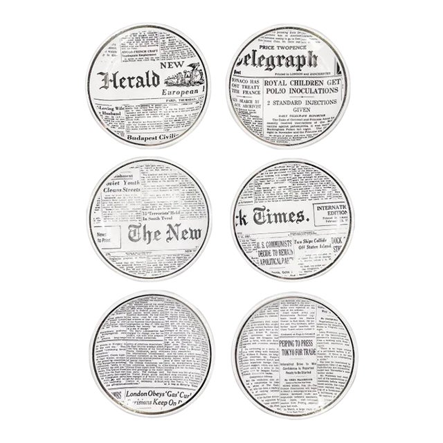 Mid Century Modern Italian Porcelain Bucciarelli Milano Coasters- Set of 6 For Sale