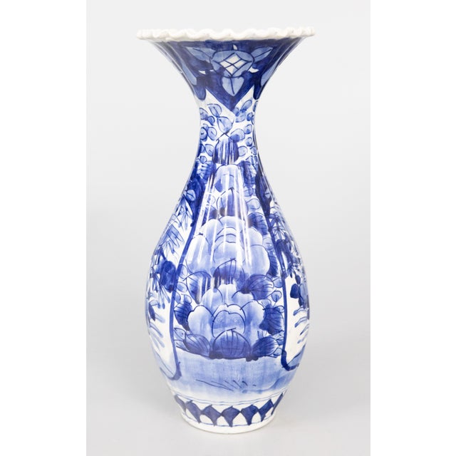 A gorgeous antique 19th-Century Japanese Imari scalloped floral vase made during the Meiji period. This fine vase has a...