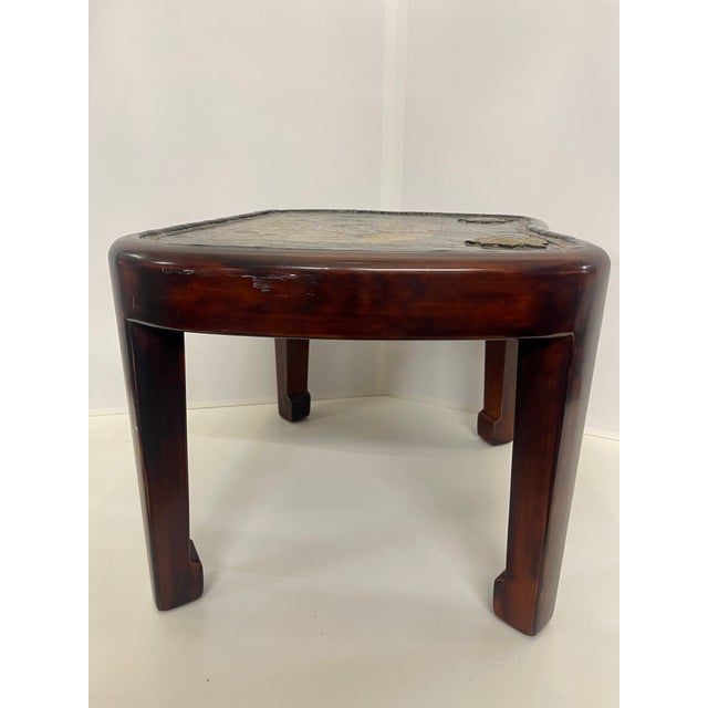 19th Century Hardwood Low Tables With an Inset Antique Japanese Leather Saddle Top—A Pair For Sale - Image 5 of 13