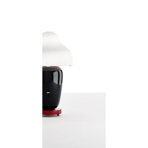 Glass Ceramic and Glass Chinoz Table Lamp with Black-Burgundy Base by Jaime Hayan for Parachilna For Sale - Image 7 of 13