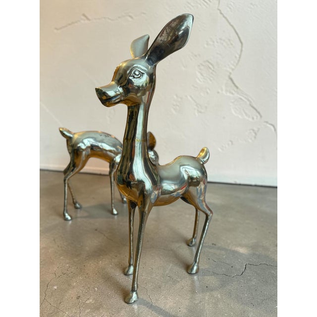 Vintage Solid Brass Large Deer Boho Bambi Fawn Doe For Sale - Image 6 of 11