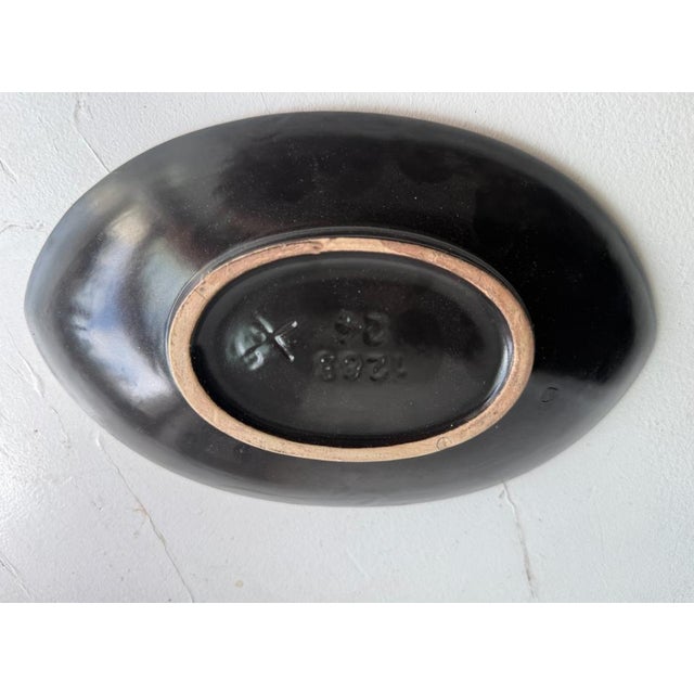 Mid 20th Century German Ceramic Bowl With Black Glaze & Gold Rim Detail For Sale - Image 10 of 10