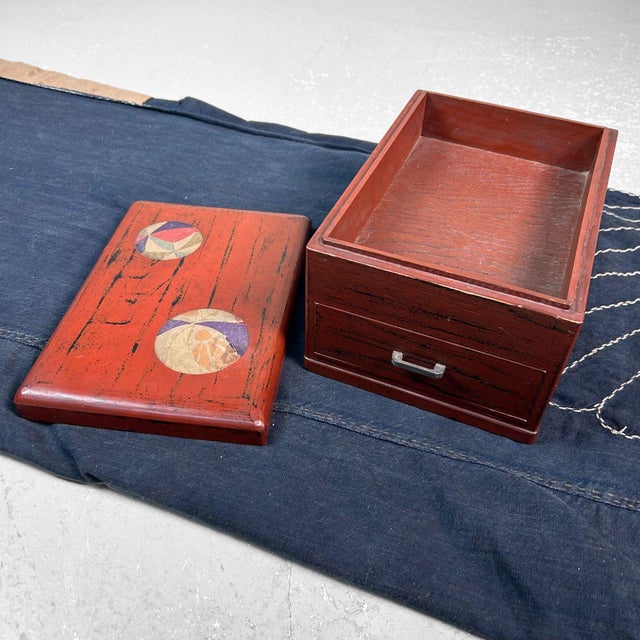 Textile Vintage Japanese Writing Box, 1950s For Sale - Image 7 of 12