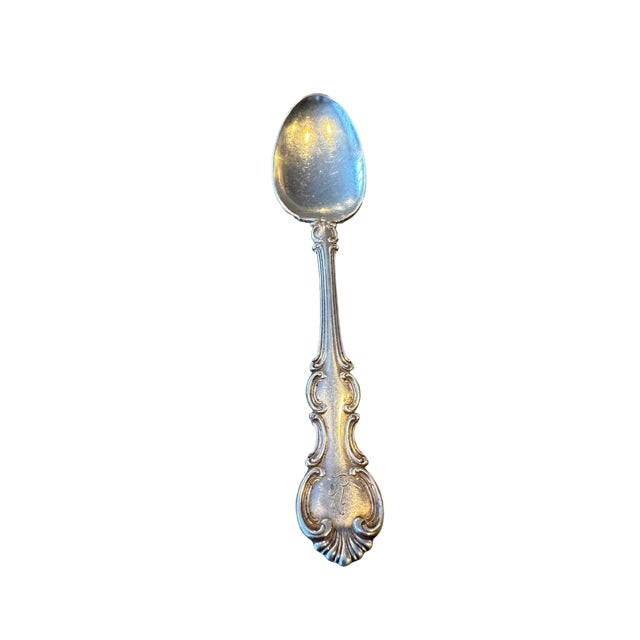 Antique R. Wallace "Troy" Silver Plate Tablespoons. Set of 9. Monogram "A" For Sale - Image 9 of 11