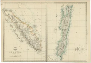Antique Map of Sumatra and Java by Weller, 1860