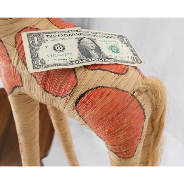 Folk Art Group of 4 Giraffe Folk Art Rattan Bamboo Straw Hand Painted Animal Sculptures For Sale - Image 3 of 16