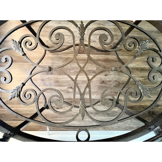 Drexel Heritage Iron & Glass 34” X 48” Oval Cocktail Coffee Accent Table For Sale - Image 4 of 7