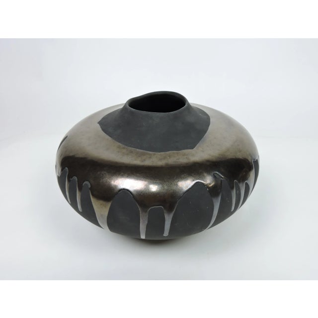 Modern 1980s Large Haeger Modern Ceramic Drip Glaze Vase Vessel Raku Collection For Sale - Image 3 of 8