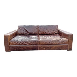 Restoration Hardware Distressed Leather Sofa For Sale