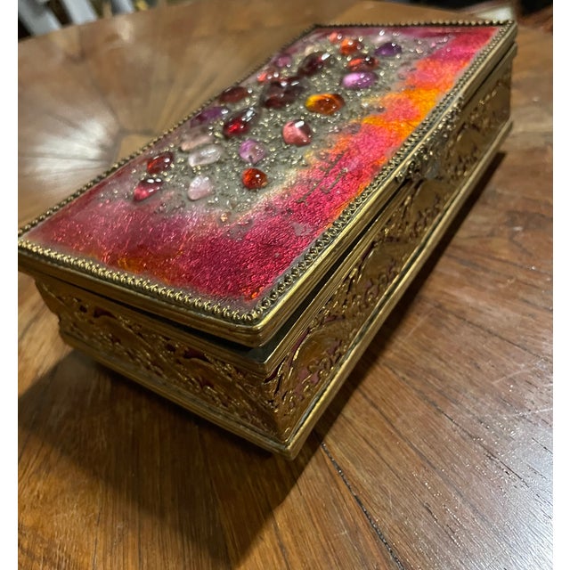 Gold Jewelry Box by Emaux & Laiton, 1950s For Sale - Image 8 of 14