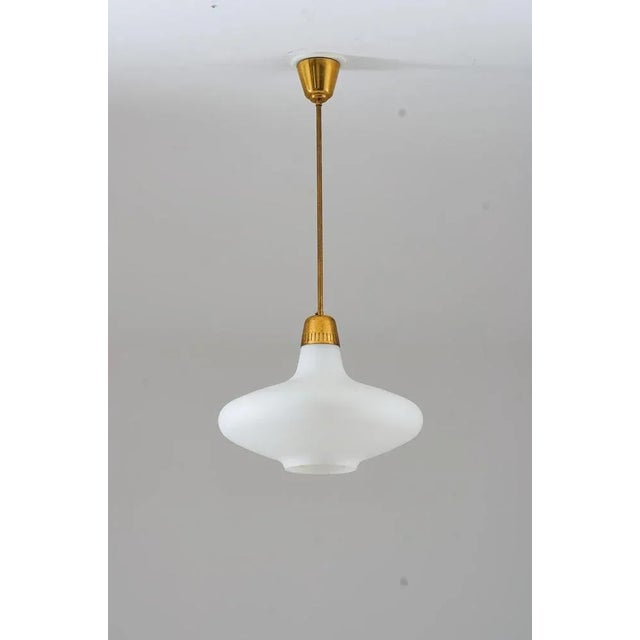 Modern SwedishPendant in Brass & Glass attributed to Brothers Malmström, 1950s For Sale - Image 3 of 7