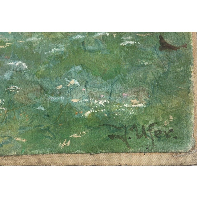 Ufer Johannes Paul, Elbier Dresden Village Building with Chickens, 1890s, Gouache For Sale - Image 12 of 13