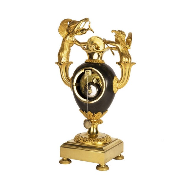 Traditional Empire Clock with Cupid Sharpening the Arrow of Love attributed to Claude Galle, 1805 For Sale - Image 3 of 5