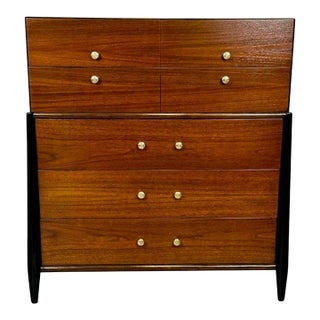 Mid Century Modern Chest, West Michigan Furniture Co. Ebony, Walnut, Metz For Sale