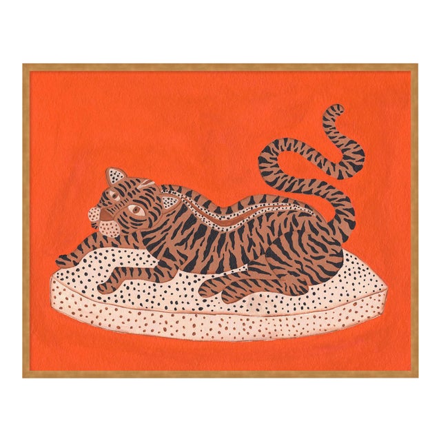 Andrew the Big Cat by Willa Heart in Gold Framed paper, Medium Art Print For Sale
