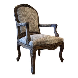 Floral Print Bergere Chair, 19th Century For Sale