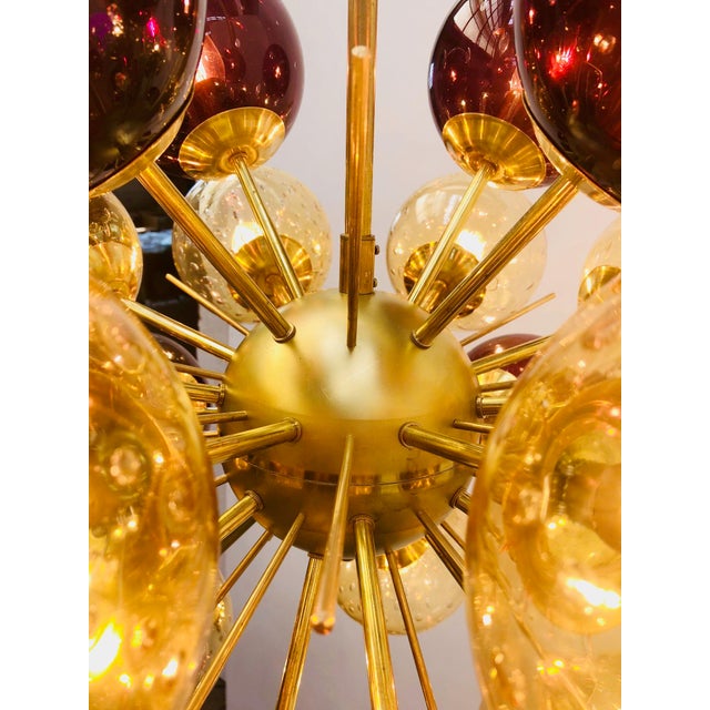 Not Yet Made - Made To Order 21st Century Ventiquattro Natural Brass Mixed Murano Sputnik Chandelier by Fabio LTD For Sale - Image 5 of 6