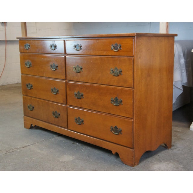Baumritter Ethan Allen Heirloom American Maple Mirrored Dresser Chest of Drawer For Sale - Image 9 of 13