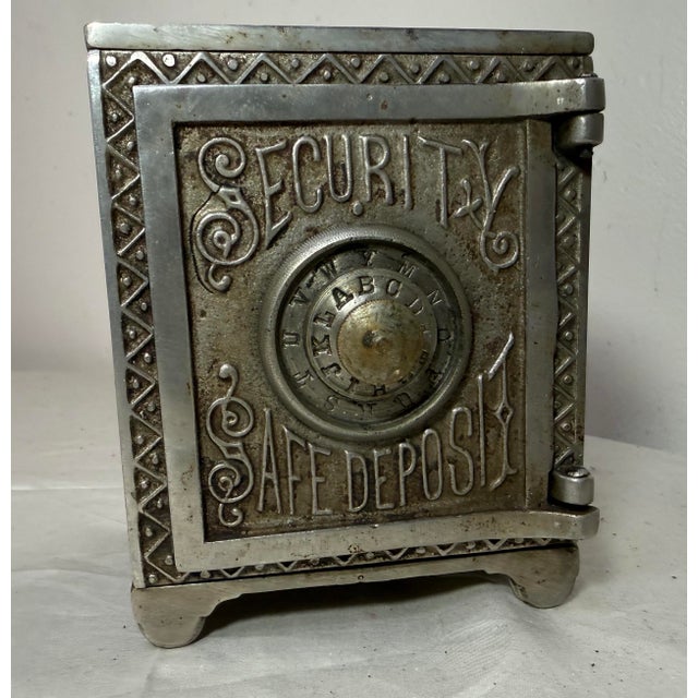 Antique 19th Century Ornate Cast Iron Security Safe Deposit Lockable Still Bank For Sale - Image 4 of 12