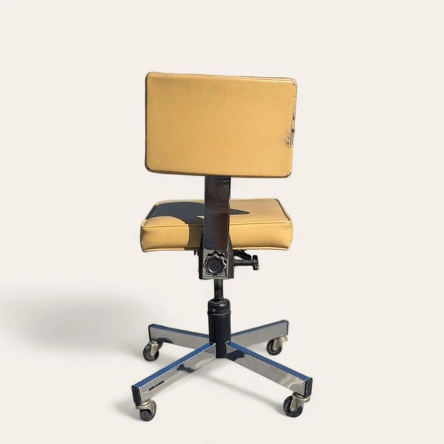 Vintage InterRoyal Chrome and Faux-Leather Office Chair For Sale In Los Angeles - Image 6 of 10