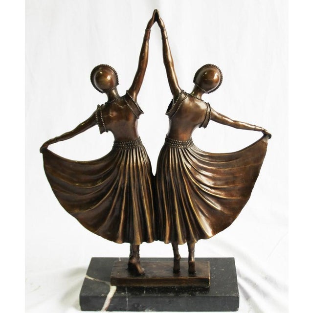 20th Century Art Deco Style Dancers in Bronze For Sale - Image 4 of 7