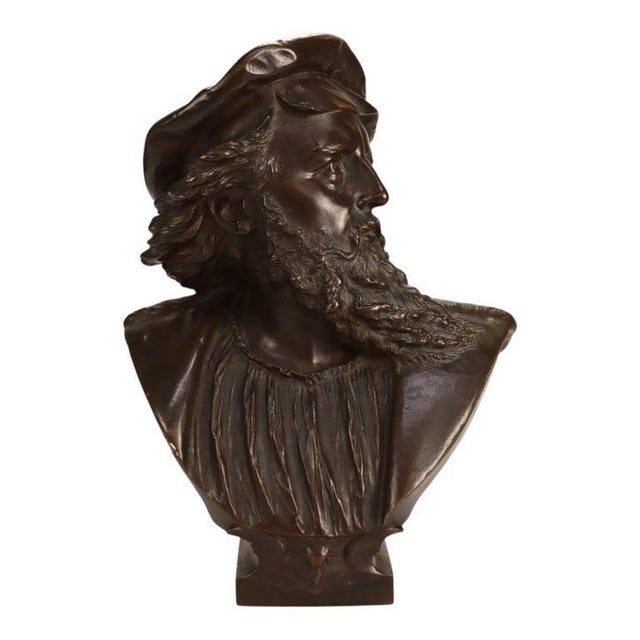 Realism German Otto Gradler Patina Bronze Sculpture of Rembrandt, Signed, C1881 For Sale - Image 3 of 11