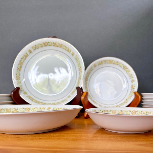 Vintage Towne House “Spring 3094” Dessert/Fruit Bowls With Yellow Floral Band & Silver Trim (Sold Individually) For Sale - Image 9 of 10