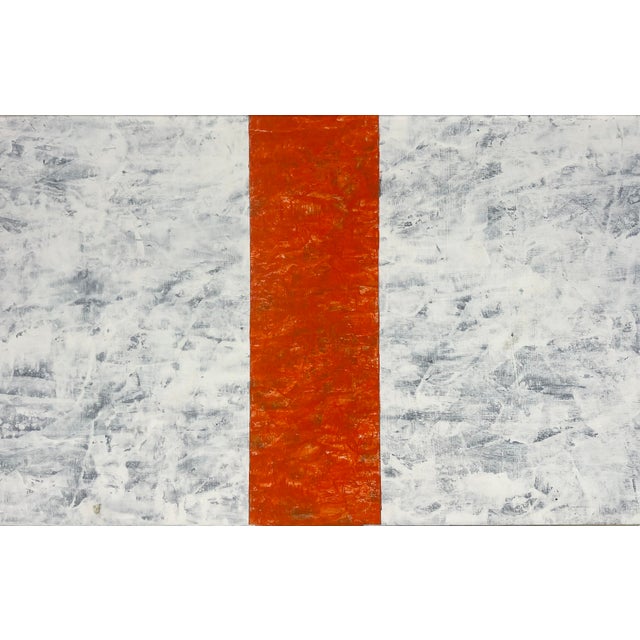 Abstract Geometric Composition in White, Red and Blue Original Acrylic on Board by Robert William Hinds For Sale - Image 4 of 6