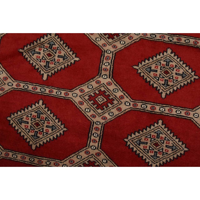 Bokhara Jaldar Rug 8’2” X 10’6” Red Wool Tribal Hand-Knotted Oriental Carpet For Sale - Image 4 of 14
