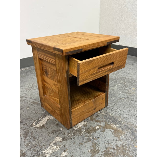 Rustic Pine Wood Nightstand For Sale - Image 4 of 12