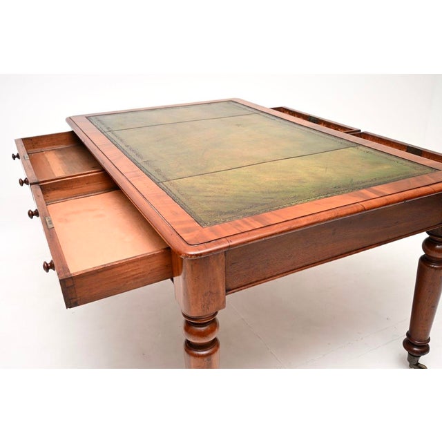Antique Victorian Leather Top Partners Desk, 1830s For Sale - Image 10 of 11