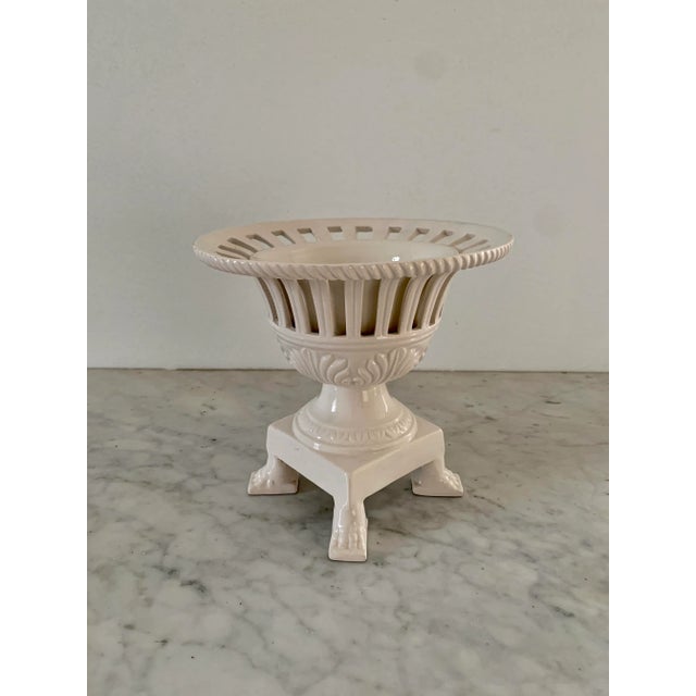 Neoclassical Italian Reticulated Neoclassical Porcelain Lion Paw Footed Basket Cachepot For Sale - Image 3 of 10