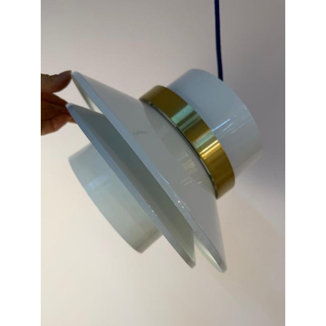 Danish High-Gloss White Brass Pendant Lamp For Sale - Image 6 of 11