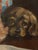 1960s Portrait Painting of Sweet Girl With Pup and Parrots For Sale - Image 9 of 10