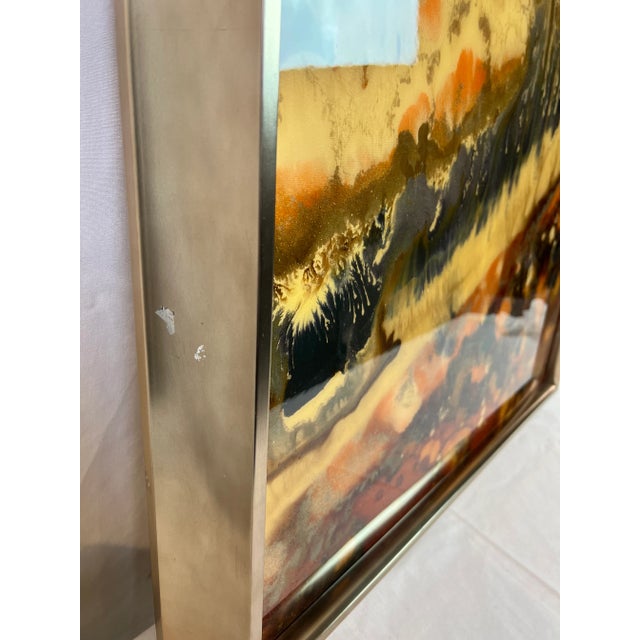 1990s "Sanguin III" Abstract Expressionist Giclee Canvas Print, Framed For Sale - Image 11 of 12