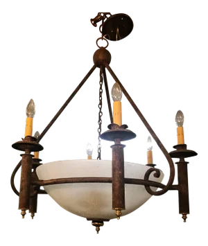 Vintage Neoclassical Six Light Chandelier With Rustic Finish