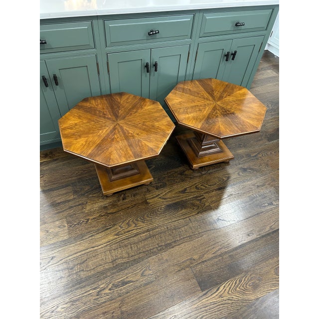 John Widdicomb 1980s Pair of Vintage John Widdicomb Octagonal End Tables For Sale - Image 4 of 12