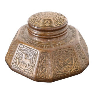 Tiffany Studios New York Zodiac Bronze Large Inkwell For Sale