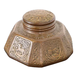 Tiffany Studios New York Zodiac Bronze Large Inkwell