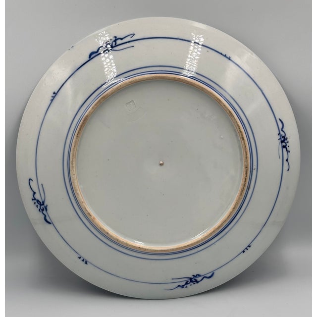 Imari Porcelain Imari Japanese Meiji Period Blue & White Ceramic Porcelain Charger Plate For Sale - Image 4 of 9