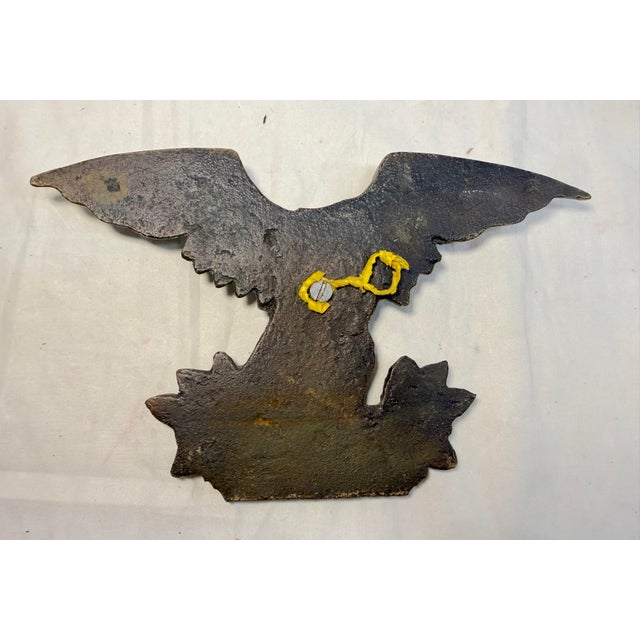 Bronze Exquisite Antique Solid Bronze American Bald Eagle Wall Mount Statue Pediment For Sale - Image 8 of 8