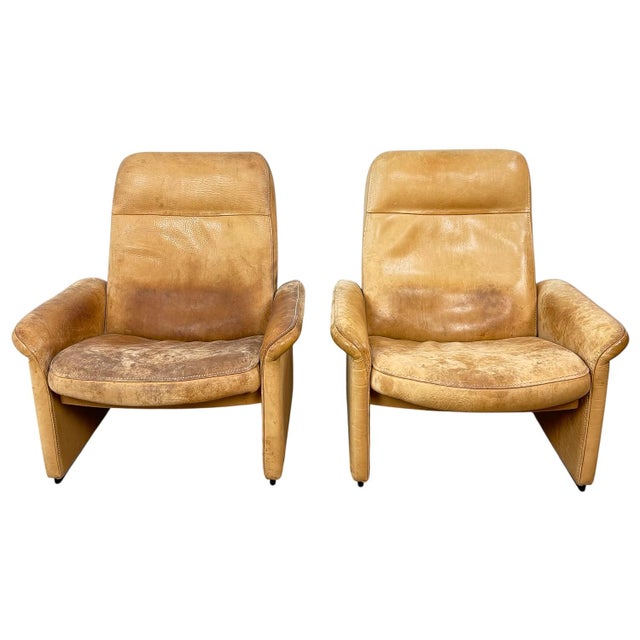 Mid-Century Swiss DS-50 Leather Lounge Chairs by de Sede, 1970s, Set of 2 For Sale - Image 3 of 15