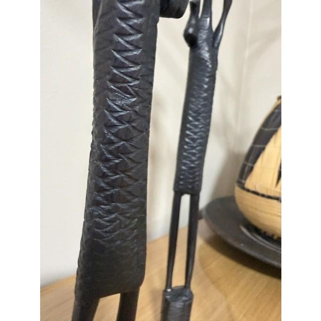 Ebony Vintage Ebony Heavy Wood African "Thinkers" Stick Figures Sculptures Lot of 3 For Sale - Image 8 of 11