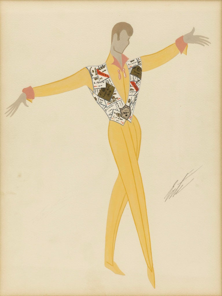 Erte (Romain De Tirtoff 1892-1990)Untitled Gouache, Signed Art